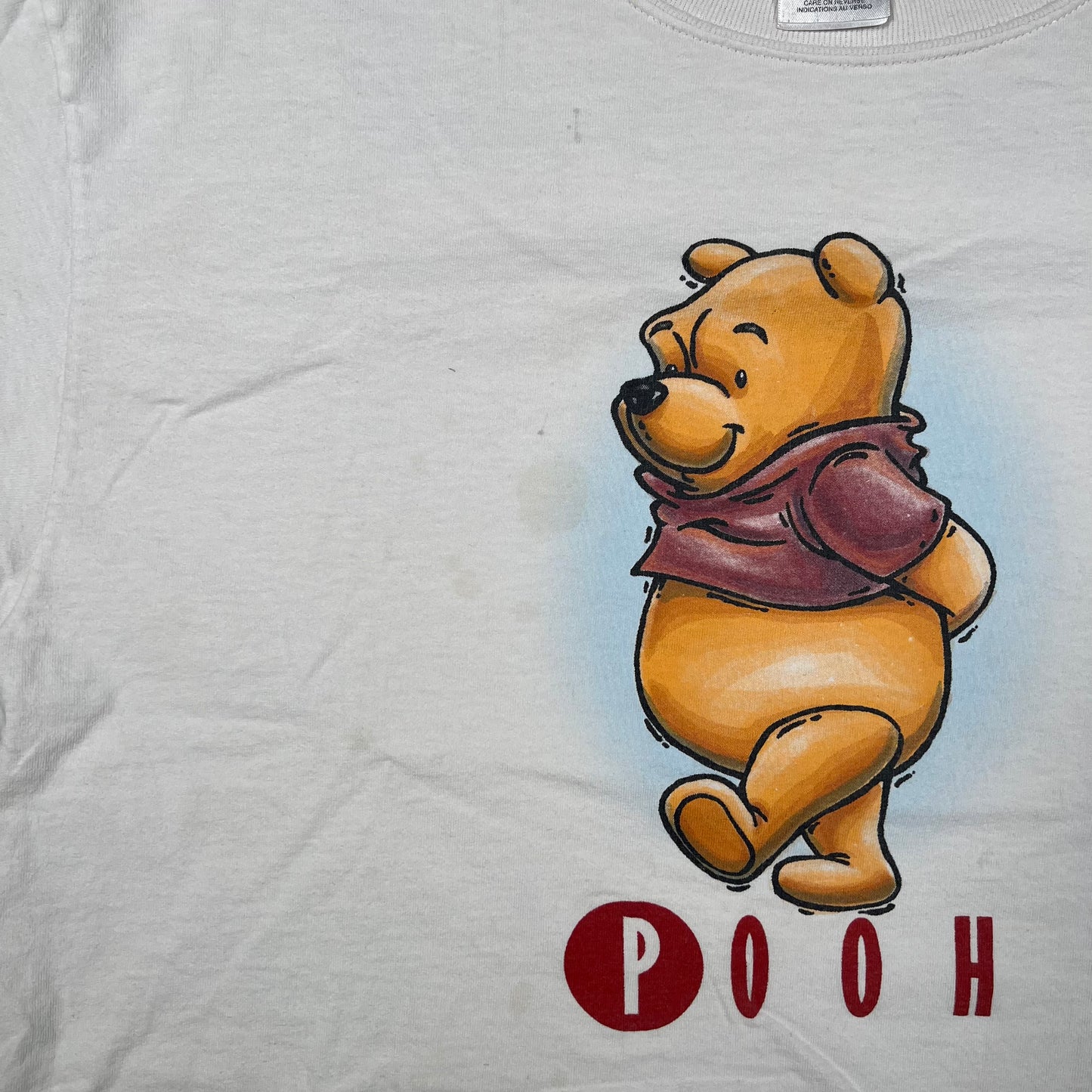 1990s Winnie the Pooh Cropped White Tee Size Large USED v18969