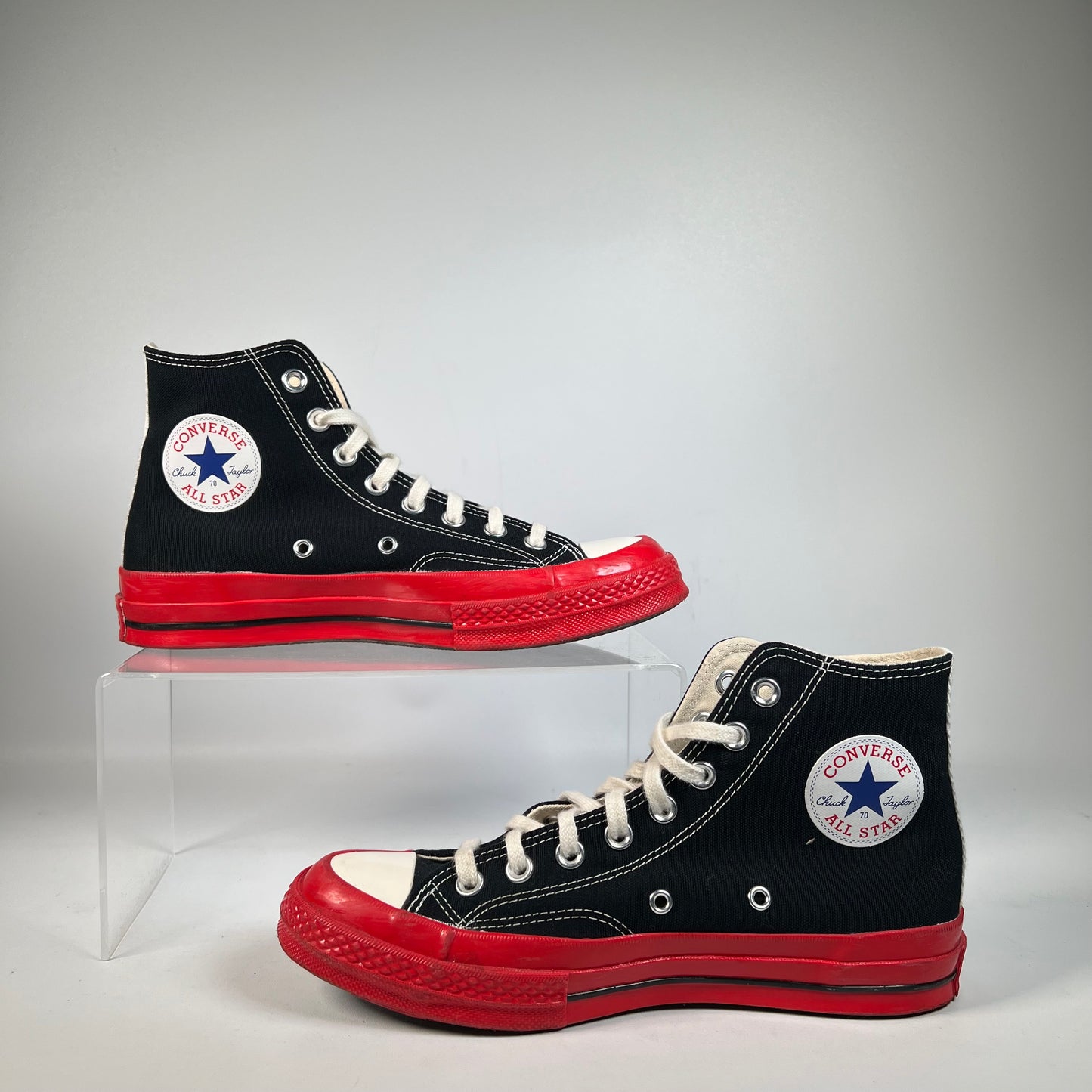 Converse Chuck Taylor 70 Hi CDG Play Black Red (2022) Size 6.5 USED s21556