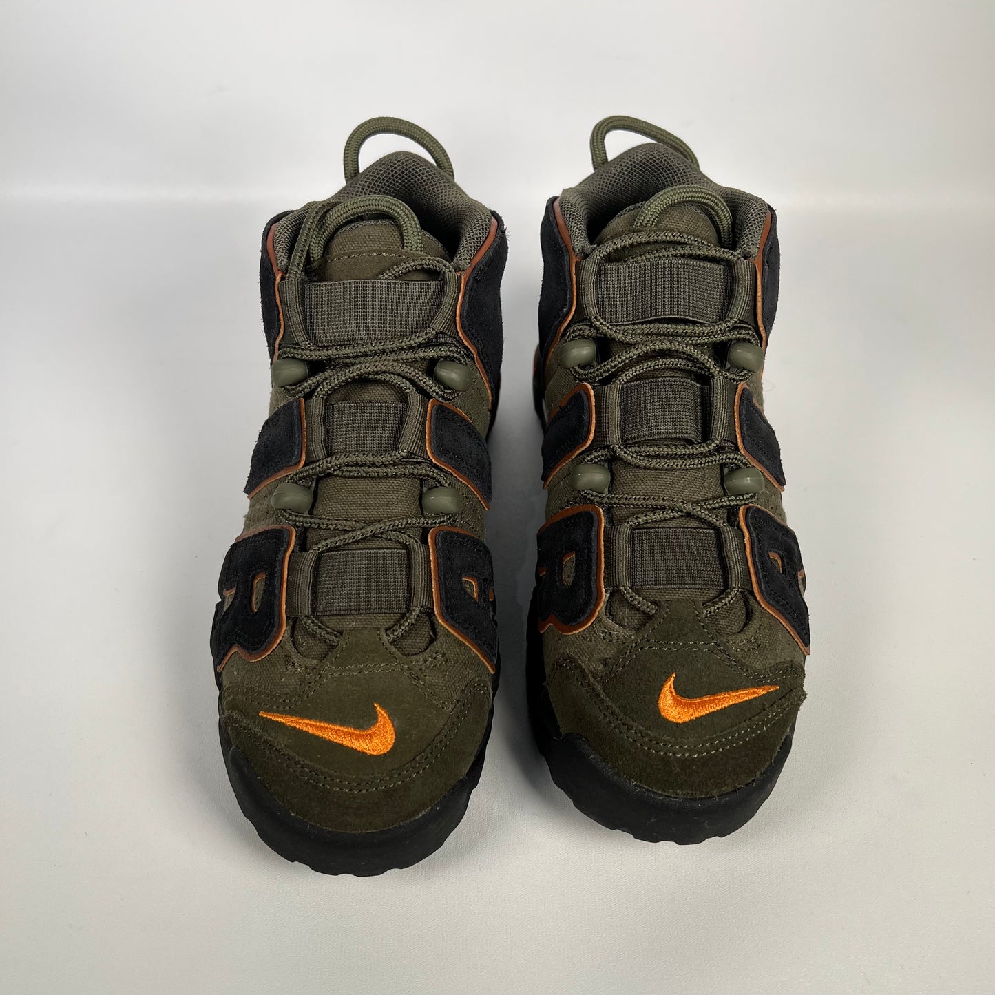 Nike Air More Uptempo 96 Cargo Khaki Alpha Orange (2022) Size 5 USED s17840