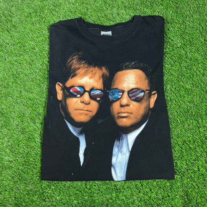 1994 Billy Joel and Elton John Black Tour Tee Size XL USED v16640