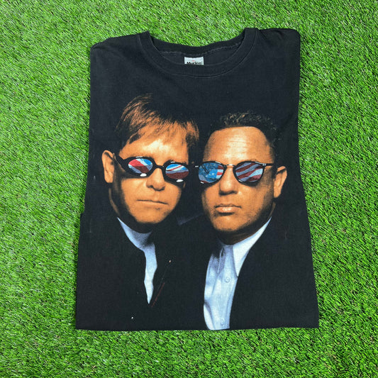 1994 Billy Joel and Elton John Black Tour Tee Size XL USED v16640