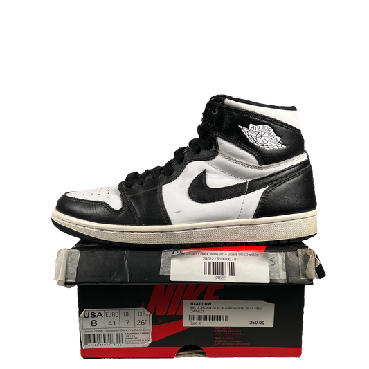 Air Jordan 1 Black White 2014 Size 8 USED s4622