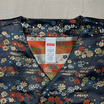 Supreme Floral Jacquard Baseball Jersey Navy Size Large NEW X16943