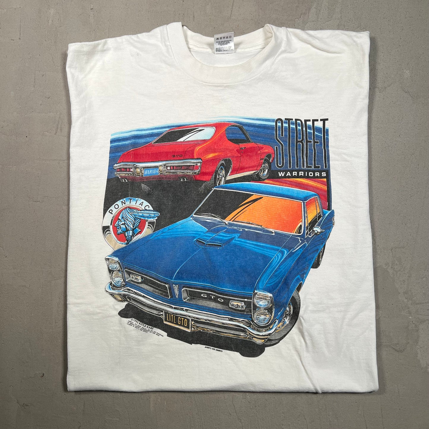 1992 Street Warriors Pontiac Racing Car White Tee Size XXL USED v19548