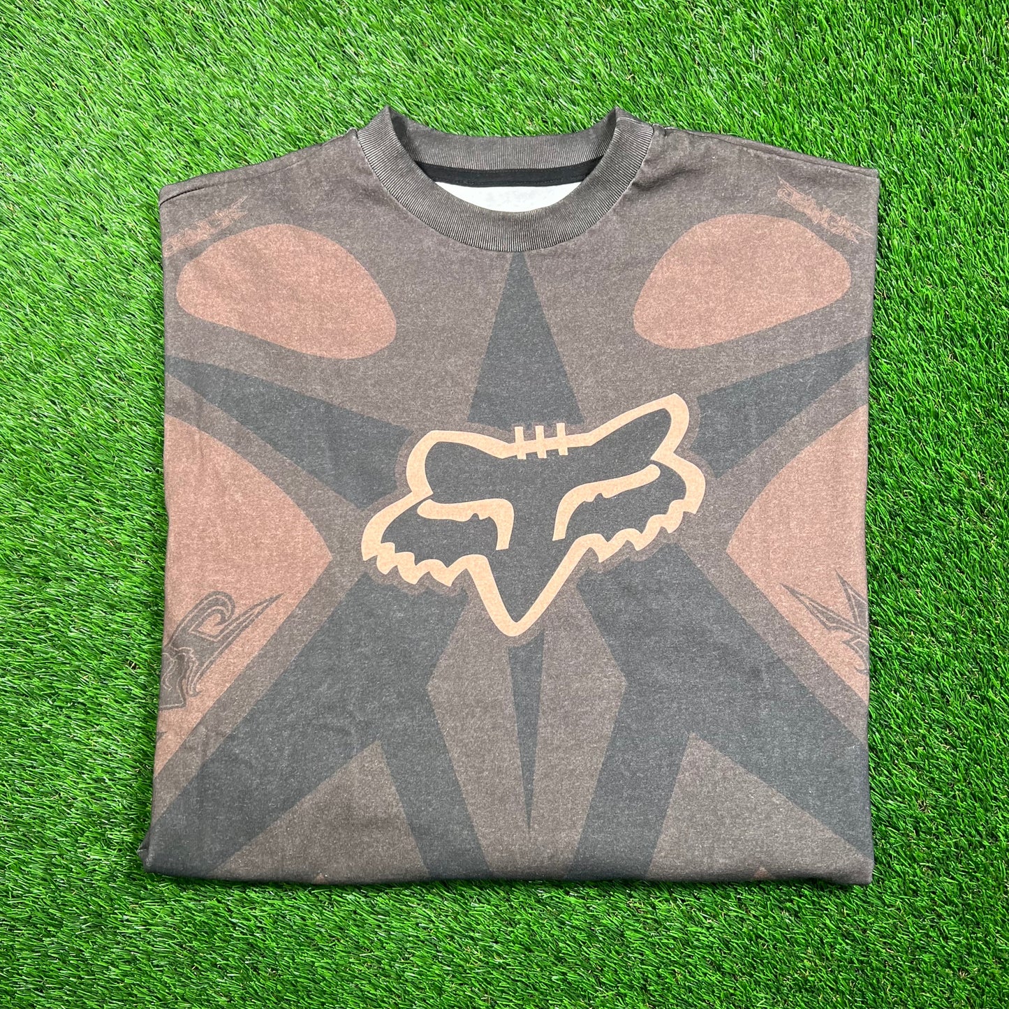 Travis Scott Fox Racing Brown Racing Jersey Size Large USED c16753