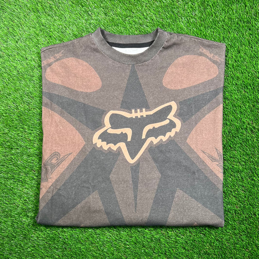Travis Scott Fox Racing Brown Racing Jersey Size Large USED c16753
