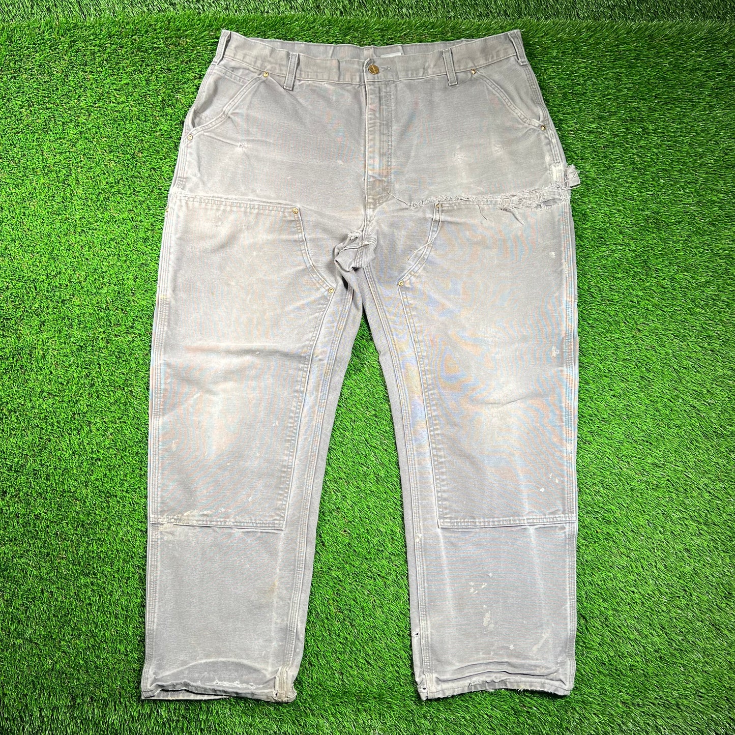 Carhartt Grey Double Knee Carpenter Pants Size 38x29 USED v18419