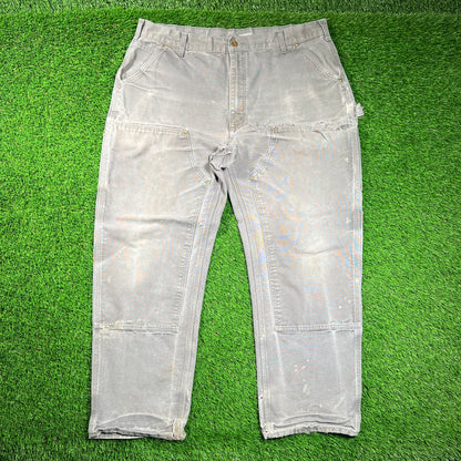 Carhartt Grey Double Knee Carpenter Pants Size 38x29 USED v18419