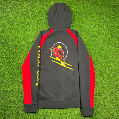 Polo Ralph Lauren Black Downhill Skier Hoodie Size Small USED v18538
