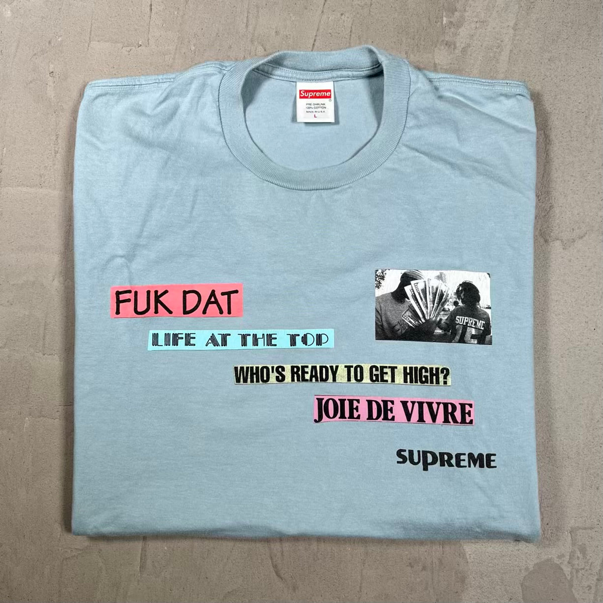 Supreme Joi De Vivre Tree Dusty Blue Tee (2022) Size Large USED x18987