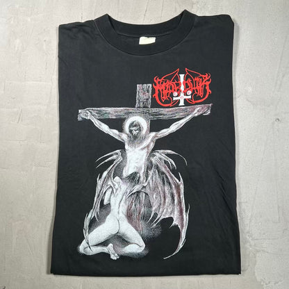 1999 Marduk Christrapping Death Metal Black Tee DRYROT Size XL USED v20166