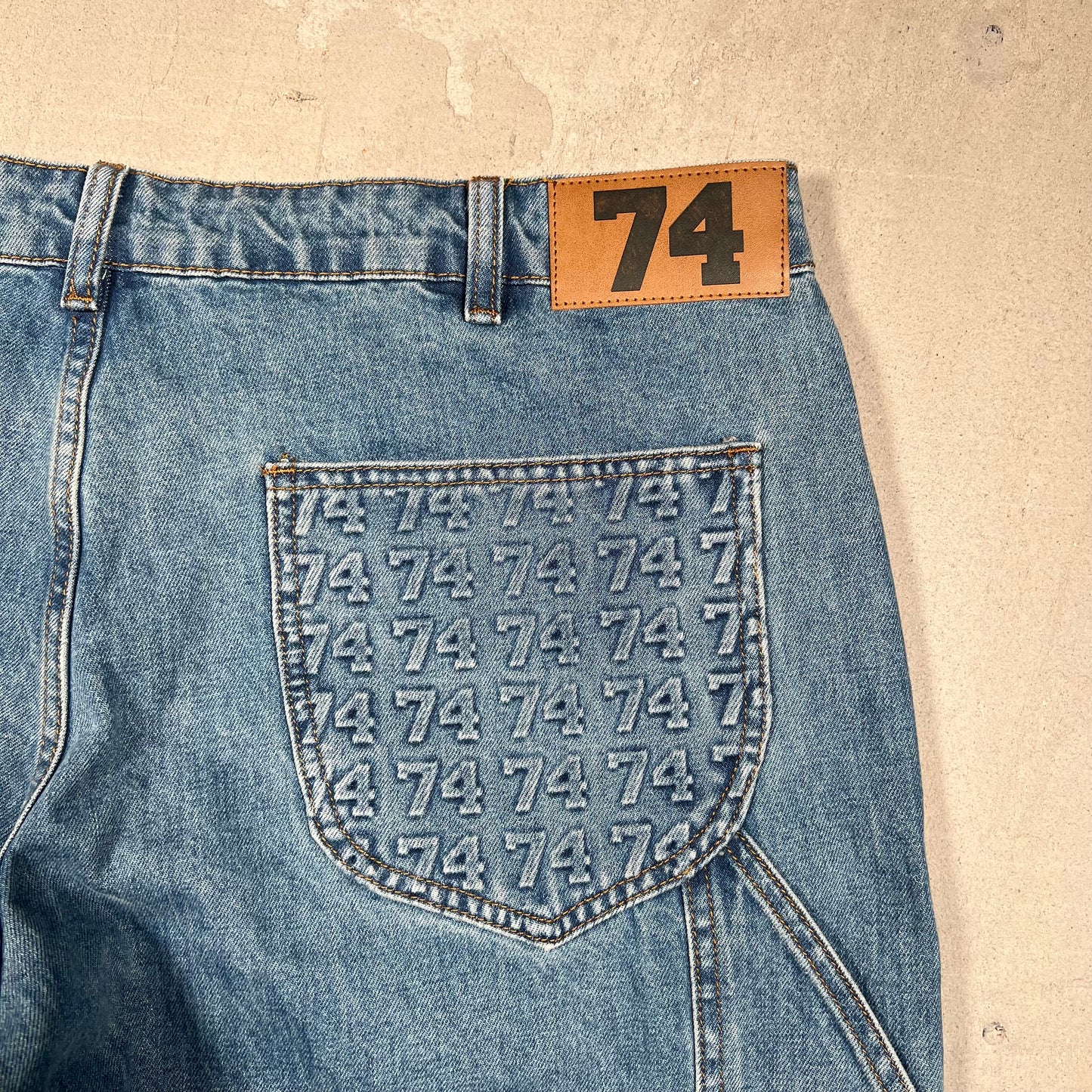 74 is War All Over Print Double Knee Carpenter Pants Size 36 USED x17216