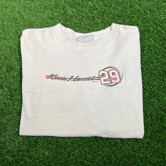 Y2K Nascar Kevin Harvick White Longsleeve Tee Size Medium USED v17945