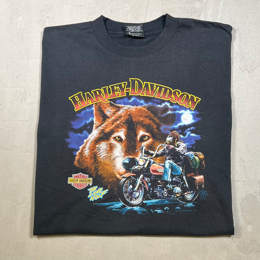 1995 Harley Davidson The Lone Wolf Sturgis Black Tee Size XL USED v19254