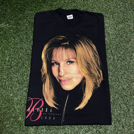 1994 Barbra The Concert Big Face Black Tee Size Large USED v16492