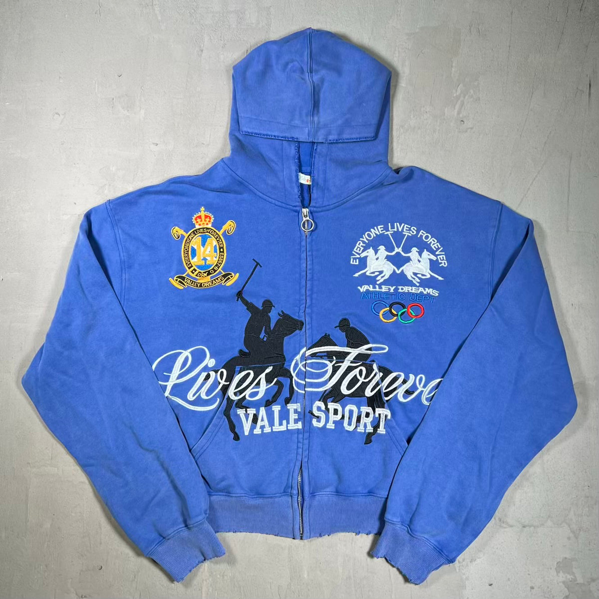 Vale Schwab Blue Zip Up Hoodie Size XL NEW x18510