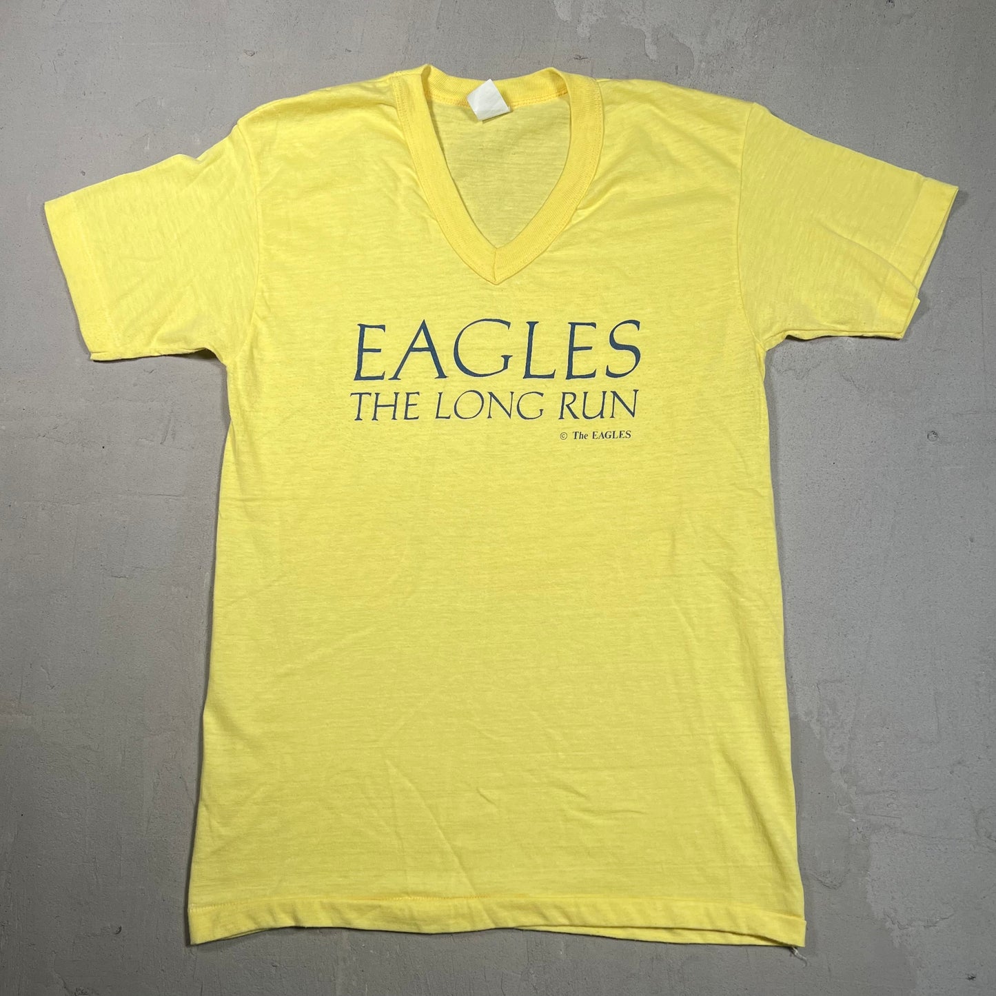 1980s Eagles The Long Run Yellow Tee Size Large USED v17087