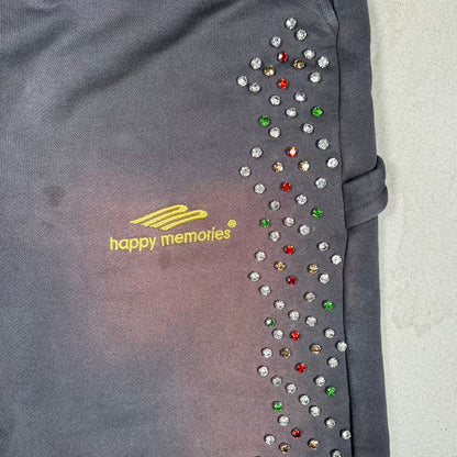 HMDD Rhinestone Crystal Washed Black Sweatpants Size Small USED x18954