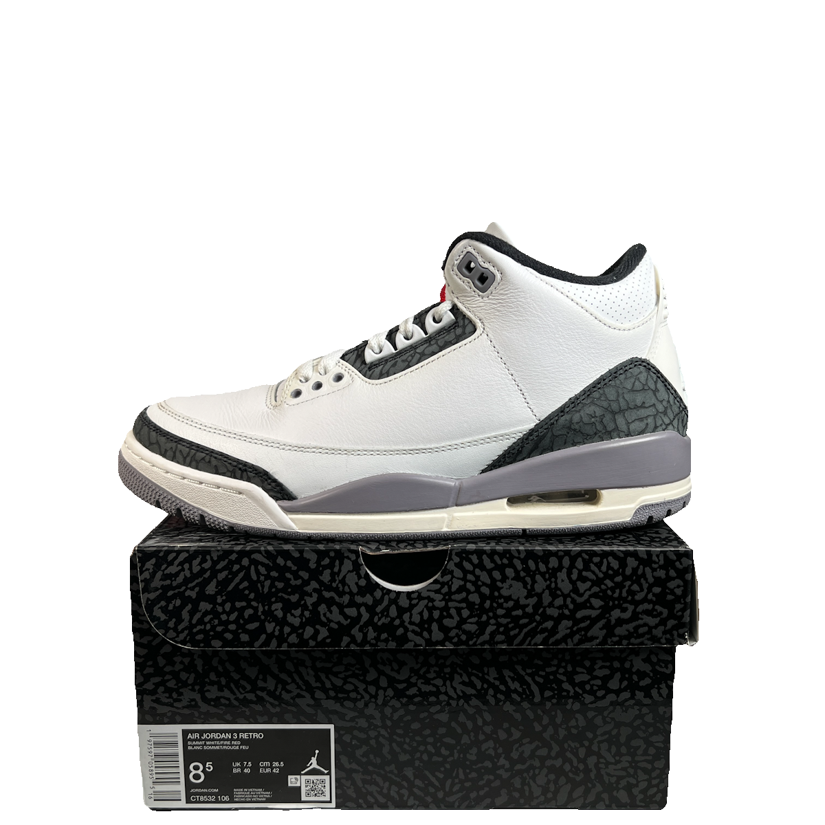 Jordan 3 Cement Grey (2024) Size 8.5 USED s22894