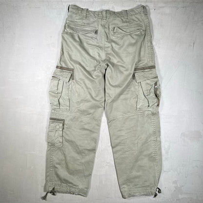 Y2K Abercrombie and Fitch Olive Green Heavyweight Cargo Pants Size 32 USED v20390