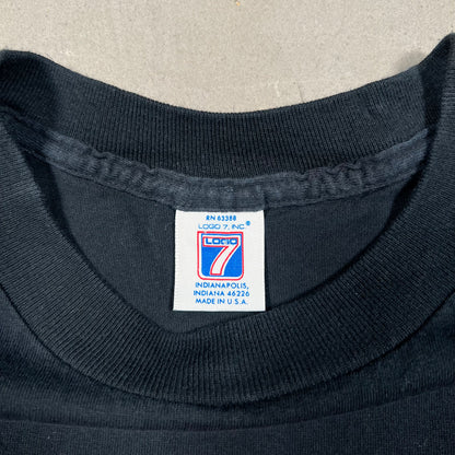 1996 Chicago Bulls 4 Time Champs Logo 7 Tag Black Tee Size XL USED v16280