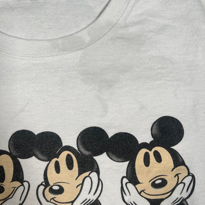 1990s Walt Disney World Four Micky Mouse White Tee Size XL USED v17726