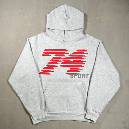 74 Is War Sport Logo Grey Hoodie Size Medium USED x18973