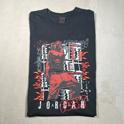 Travis Scott Jordan Flame Black Tee Size Small NEW x1122