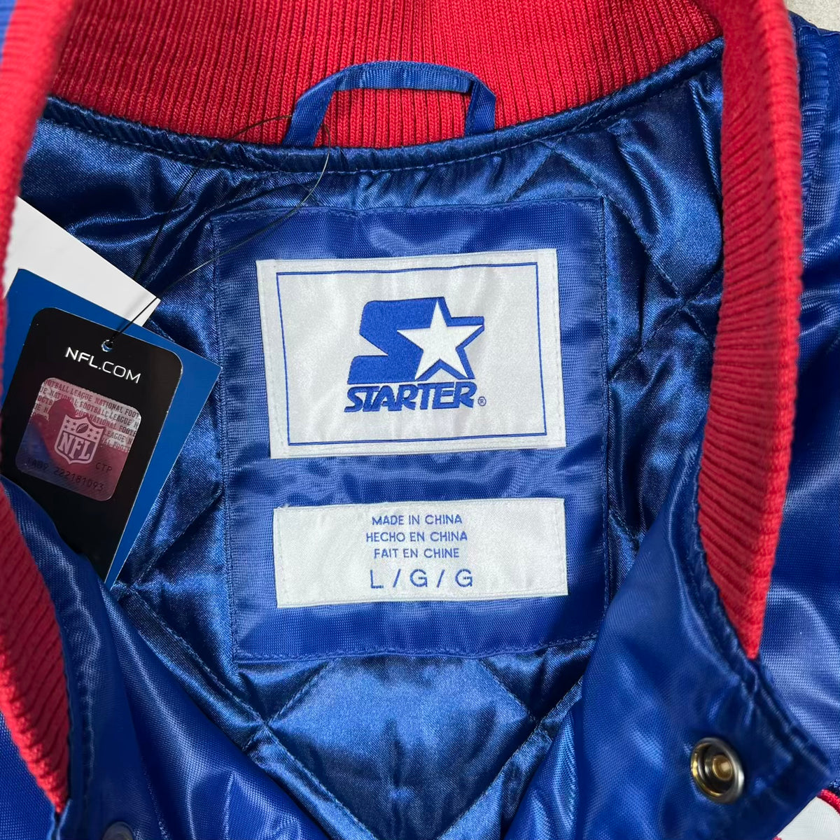 New York Giants Starter Statin Blue Varisty Jacket Size Large NEW v20302