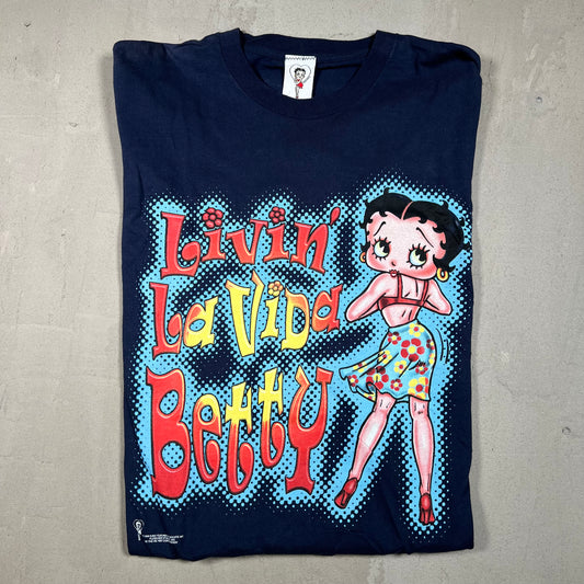 1999 Betty Boop Livin La Vida Blue Tee Size XL USED v16830