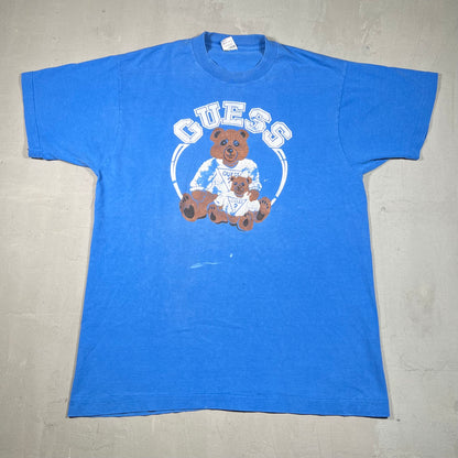 1990s Guess Bears Blue Tee Size XL USED v19092