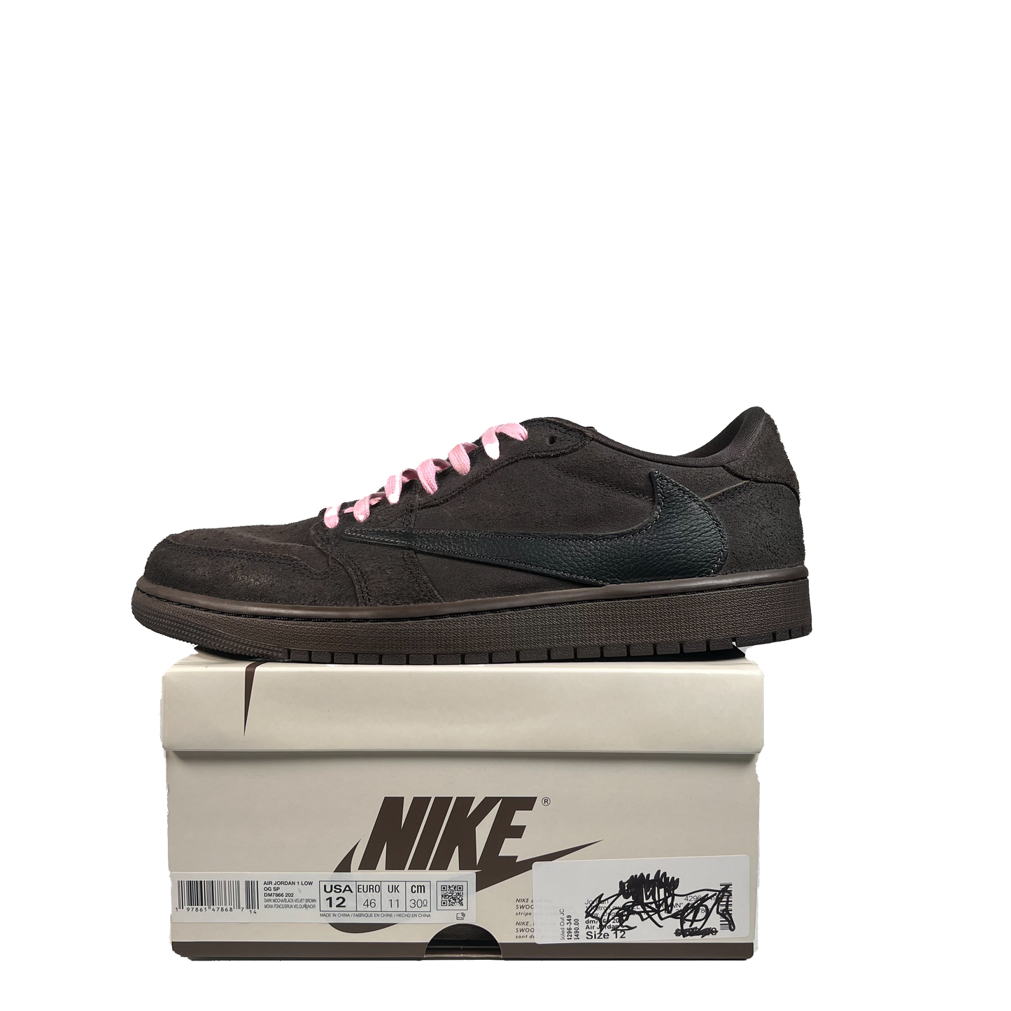 Jordan 1 Low Travis Scott Velvet Brown (2024) Size 12 USED s21625
