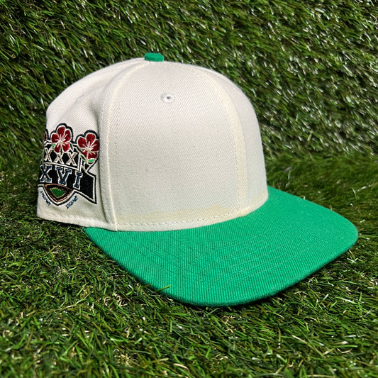 JJGrant Superbowl Green Rim White Hat Size One Size USED v16345