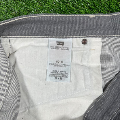 Levis 501 Light Grey Washed Jeans Size 38x32 USED v17387