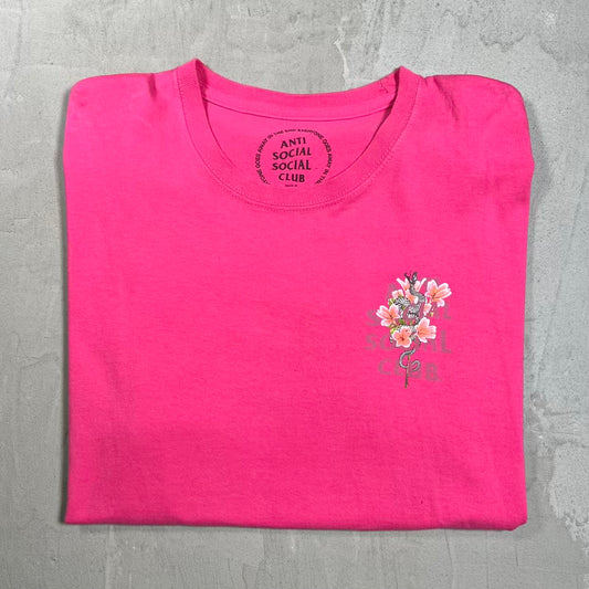 Anti Socail Social Club Flowers Pink Tee Size XL USED x18776