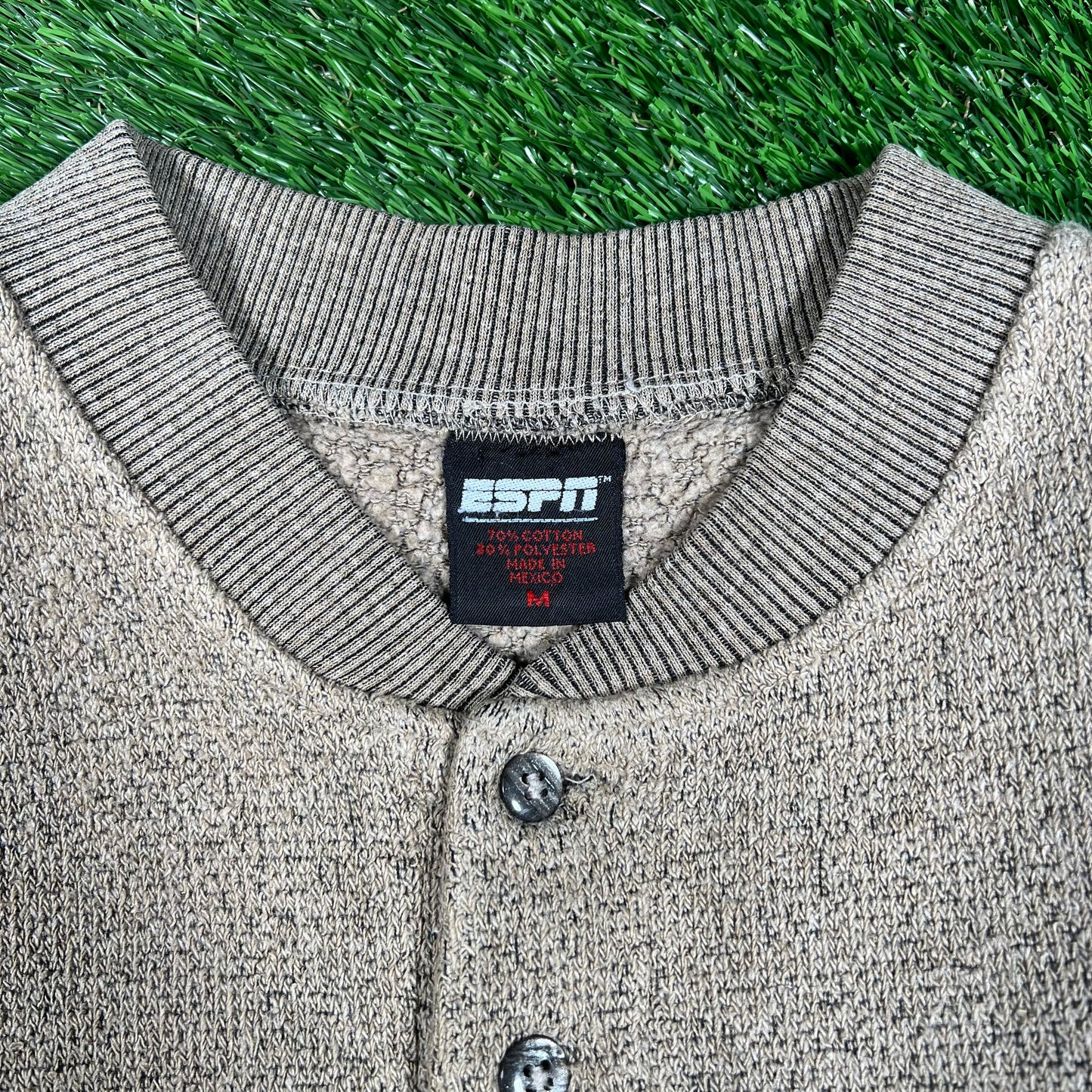 Y2K ESPN Brown Henley Longlseeve Size Medium USED v17996
