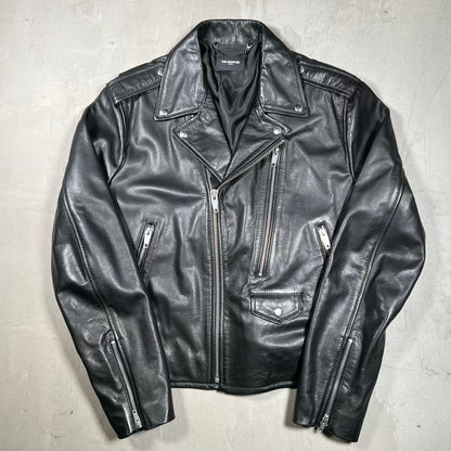 The Kooples Black Leather Moto Jacket Size XL USED x18508