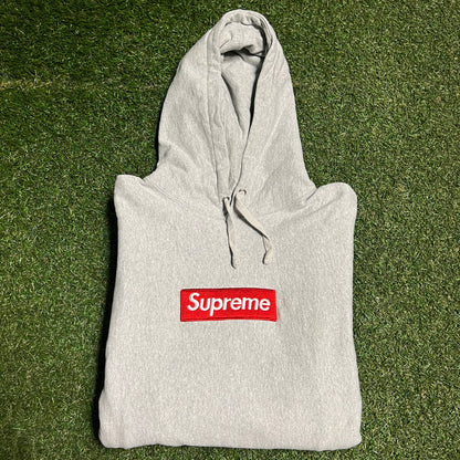 2016 Supreme Grey Box Logo Hoodie Size XL USED x13327