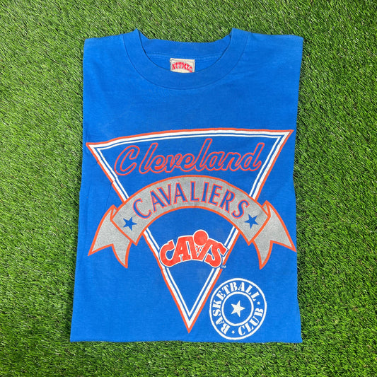 1990s Cleveland Cavaliers Blue Tee Size Large USED v16619