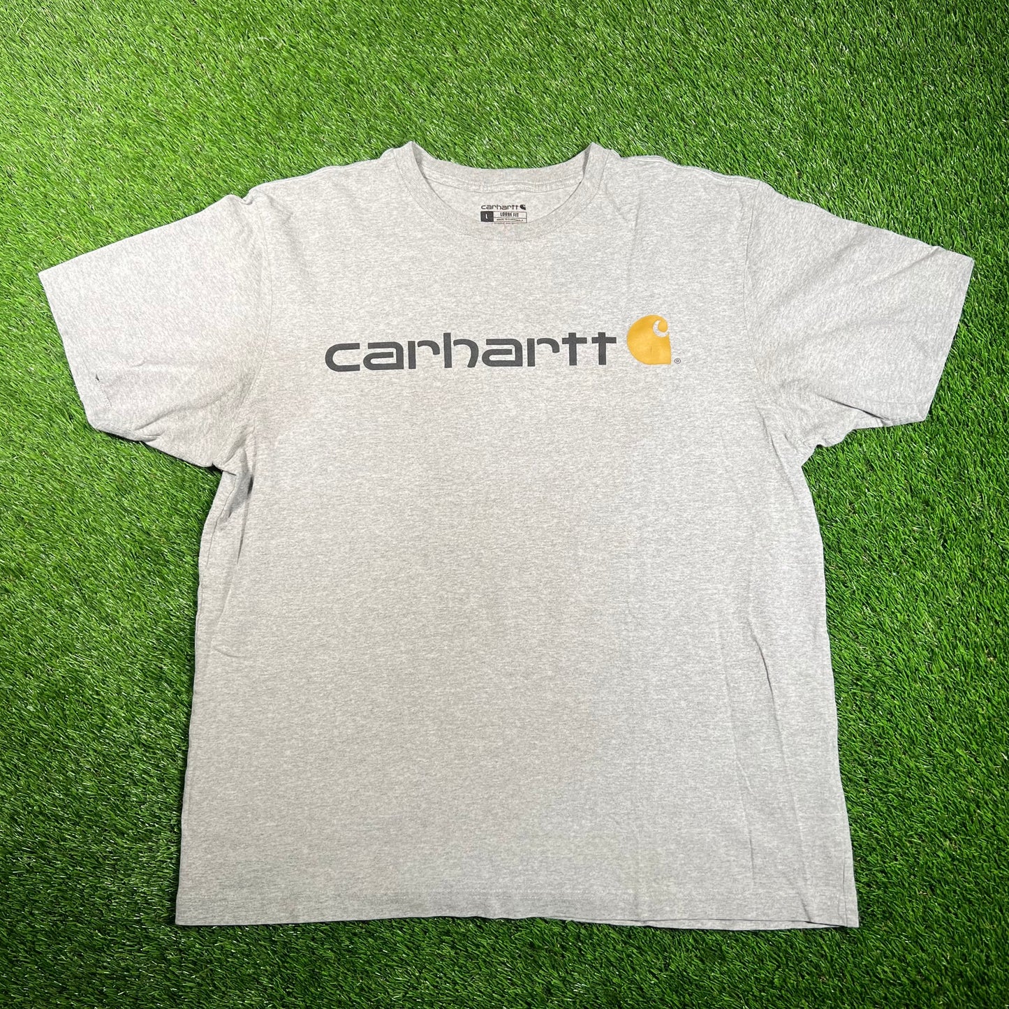 Carhartt Modern Logo Grey Tee Size Large USED v17820