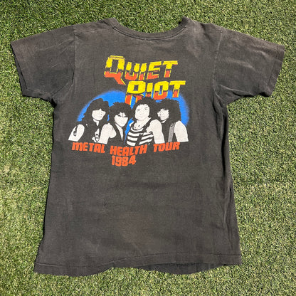 1984 Quiet Riot Metal Health Tour Black Tee Size Small USED v16397