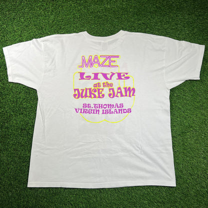 Y2K Maze ft. Frankie Beverly White Tee Size XXL USED v16083