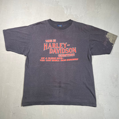 1980s Harley Davidson Country Washed Black Tee Size XL USED v19376