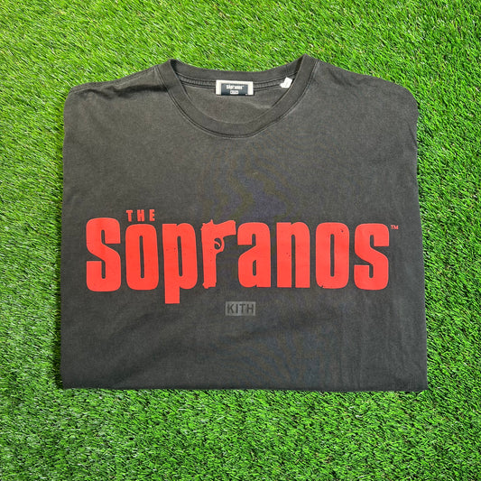 Kith Sopranos Washed Black Logo Tee Size Medium USED x16978