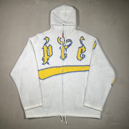 Supreme Accent Brushed Zip Up White Hoodie (2024) Size XL USED x17159
