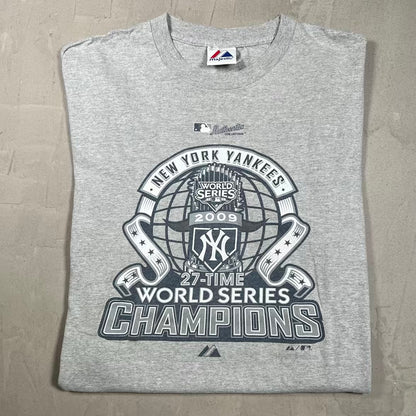 2009 New York Yankees World Series Tee Grey Size XL USED v20068