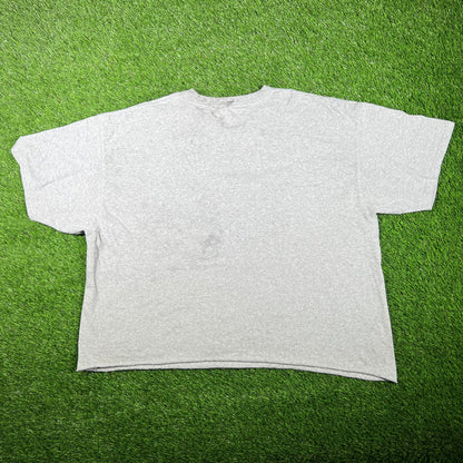 1990s Champion Running Horses Cropped Grey Tee Size XXL USED V17464