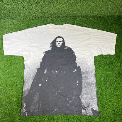 1990s Highlander White AOP Tee Size XL USED v16659