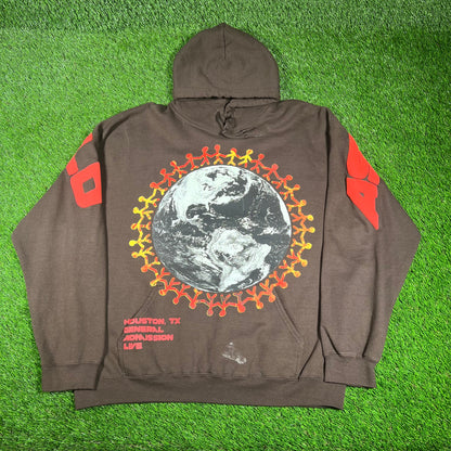 2017 Travis Scott Astroworld Around The World Brown Hoodie Size Large USED x14564