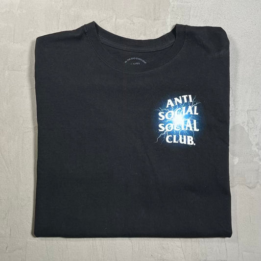Anti Socail Social Club Lightning Black Tee Size Large USED x18774